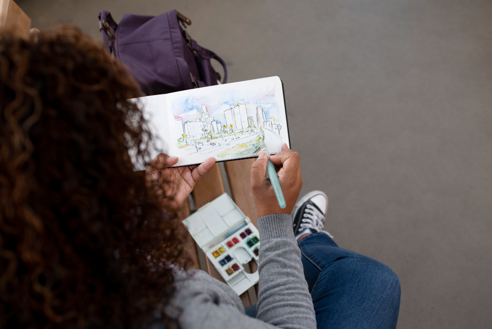 Aquarellfarben in kompaktem Reiseformat