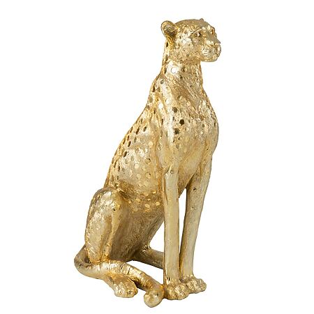 J-Line Majestätische Leopard-Tierskulptur aus goldfarbenem Polyresin