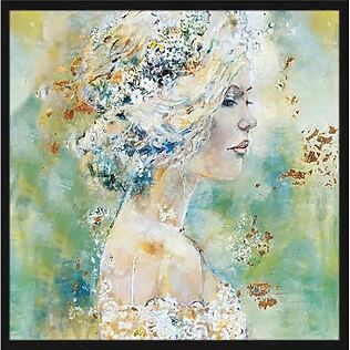 Limitiertes Akustikbild "Dreamy Woman" (140x140cm) – gewobene Textilkunst auf Keilrahmen, schallabsorbierend