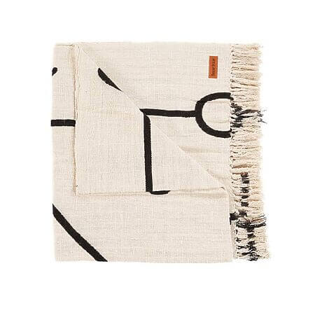 Katoenen sprei met geometrisch patroon "Boos oog" (beige/zwart)