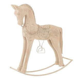 Cheval à bascule décoratif J-Line en bois de manguier sculpté à la main (naturel)