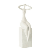 J-Line Figura femminile astratta seduta su un blocco rettangolare, bianco opaco J-Line Figura femminile astratta seduta su un blocco rettangolare, bianco opaco