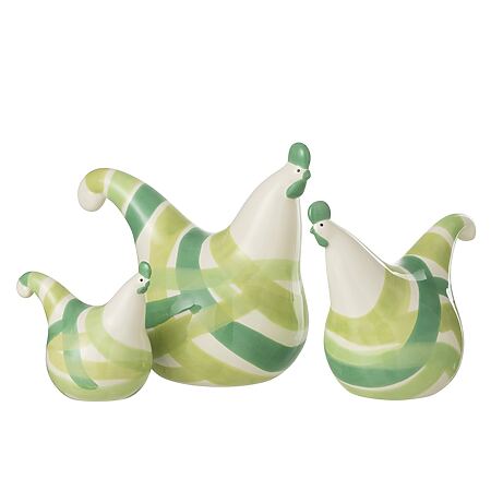 Set di decorazioni in ceramica J-Line "Galli a strisce", 3 pezzi