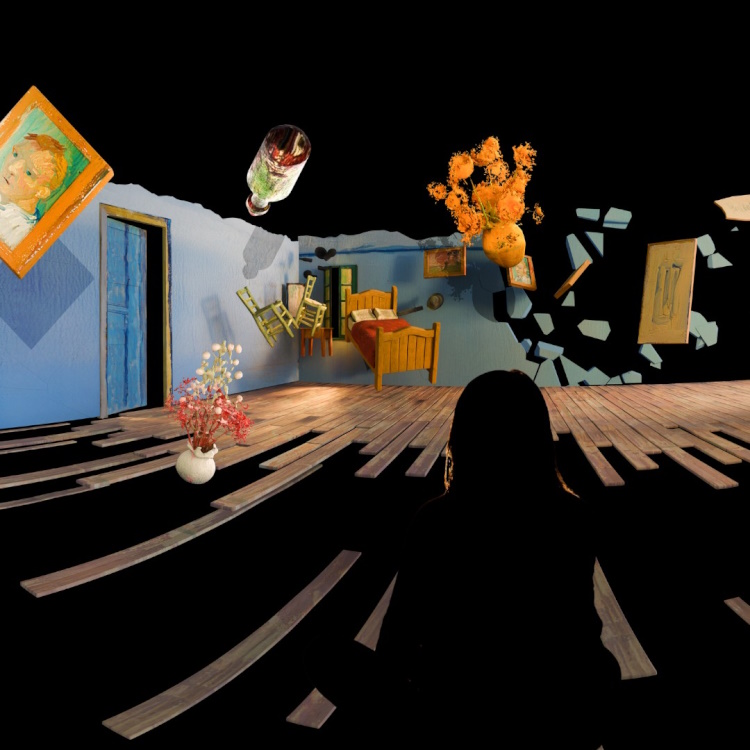 Im Showroom werden die BesucherInnen förmlich in die faszinierende Welt des Malers hineingezogen