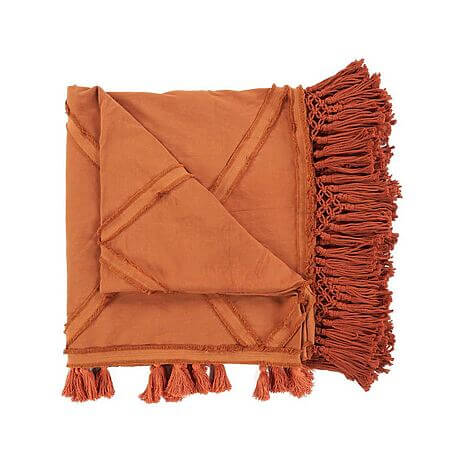 Autentico copriletto berbero con frange annodate a mano (terracotta)