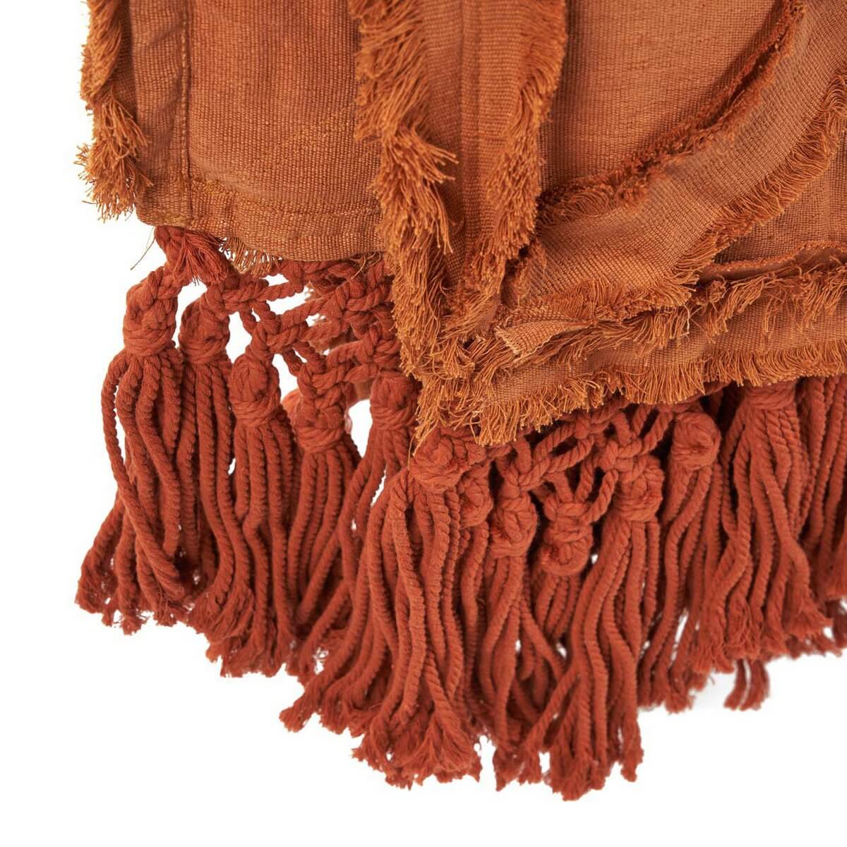 Authentischer Berber-Bettüberwurf mit handgeknüpften Fransen (terrakotta) Authentischer Berber-Bettüberwurf mit handgeknüpften Fransen (terrakotta) – Bild 7