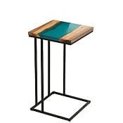 J-Line Quadratischer Seitentisch "Rivertable" aus Holz/Epoxidharz (natur/blau) J-Line Quadratischer Seitentisch "Rivertable" aus Holz/Epoxidharz (natur/blau)