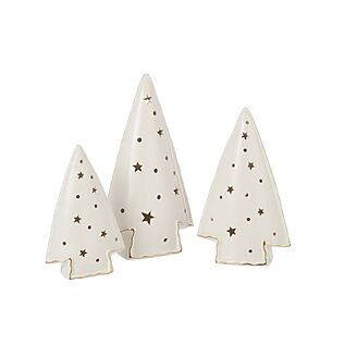 Set di 3 alberi di Natale in ceramica minimalisti J-Line con illuminazione a LED