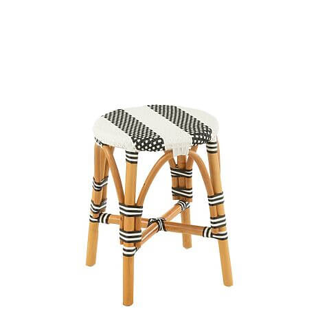 J-Line Hocker "Live" im Coastal-Charme, Rattan + Kunststoff (schwarz/weiß)
