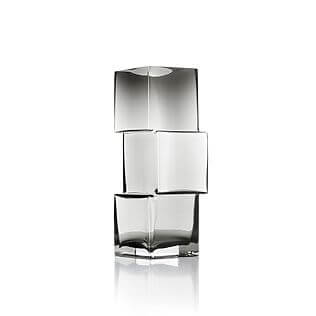 Sculptural vase "Rummikub" - stacked cube silhouette made of recycled glass (dark grey)