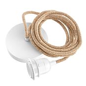 Lampenaufhängung für Deckenleuchten / Pendelleuchten – 1 Fassung (weiß) mit Jutekabel Lampenaufhängung für Deckenleuchten / Pendelleuchten – 1 Fassung (weiß) mit Jutekabel