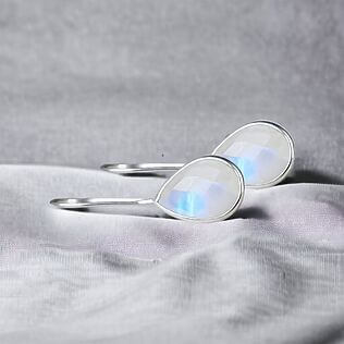 Edelstein-Ohrringe mit Mondstein, 925 Sterling Silberschmuck