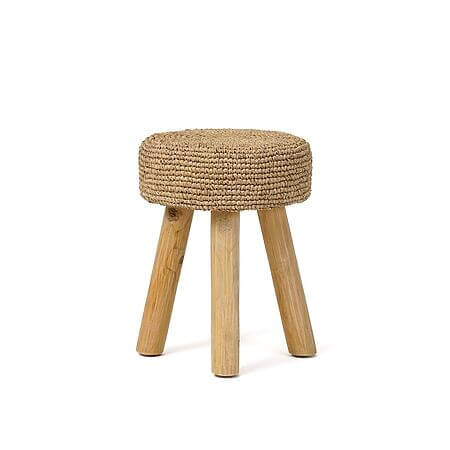 Coastal-Boho stool "Raffia" made of raffia and sustainable teak wood