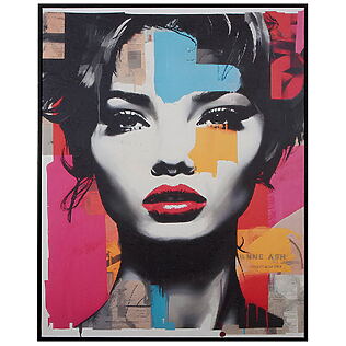 Pop-Art Frauenporträt „Femme fatale“, Kunstdruck auf Leinwand (gerahmt)
