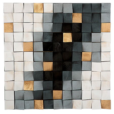 3D-Wandbild "Klepton" mit Mosaik aus Kiefernholz (schwarz, weiß)