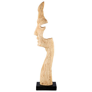 Sculpture d'intérieur en bois « Silhouette » sur un piédestal, en bois de manguier naturel