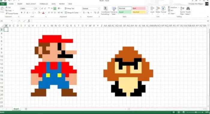 Super-Mario 8-bit Art mit Microsoft Excel