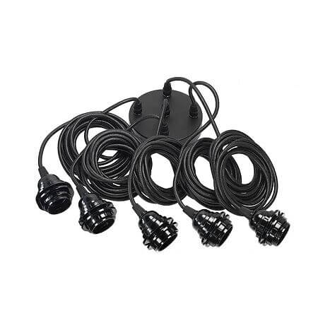 Supporto per lampade a sospensione per plafoniere/lampade a 5 portalampade (nero)
