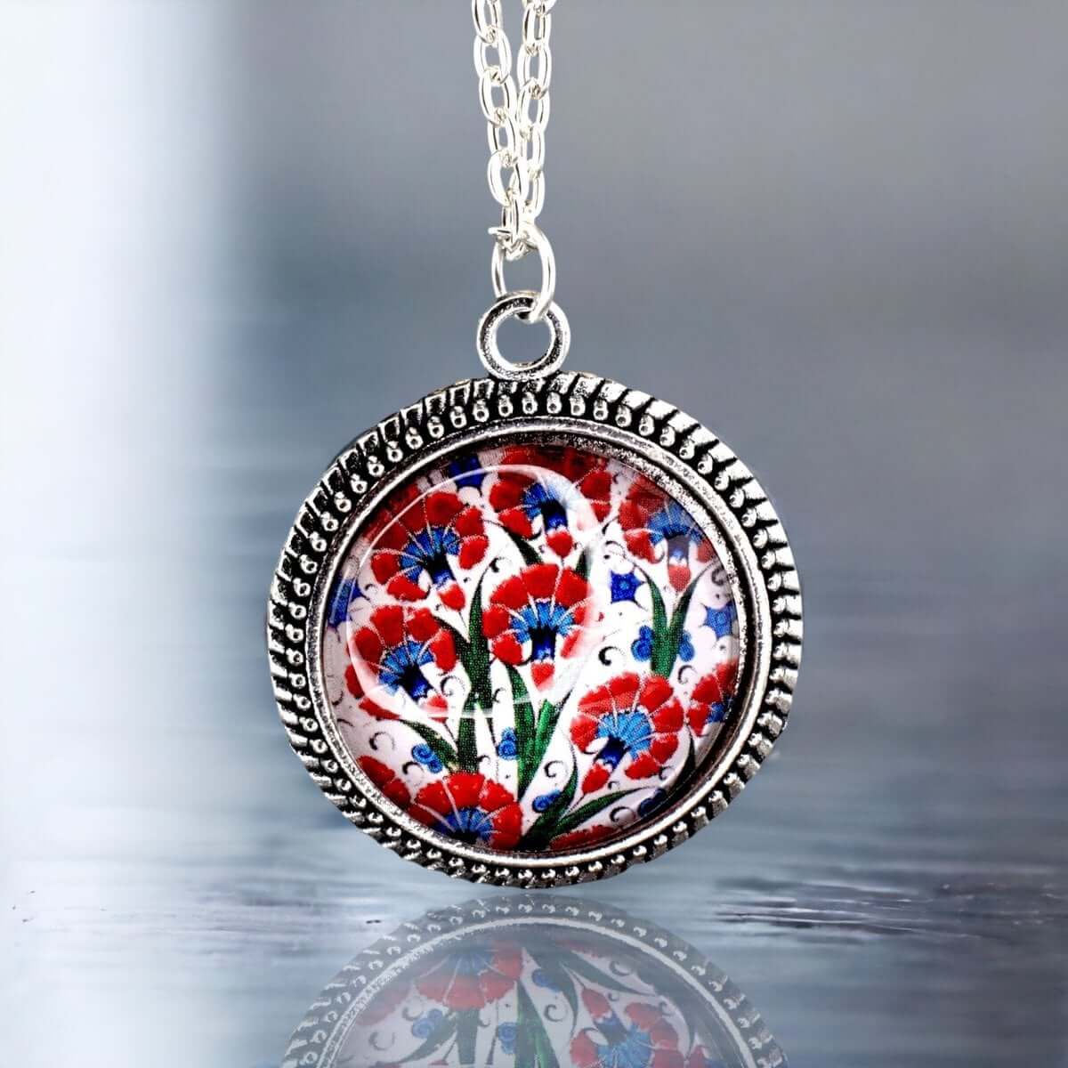Anatolische Fliesen-Kette mit Anhänger aus Glascabochon Anatolische Fliesen-Kette mit Anhänger aus Glascabochon – Bild 4