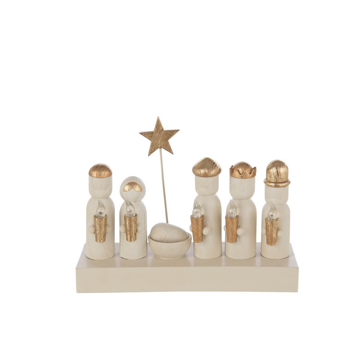 Crèche minimaliste J-Line, blanche avec des accents dorés Crèche minimaliste J-Line, blanche avec des accents dorés