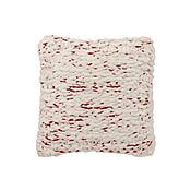 J-Line Großes Kissen mit Strickoberfläche, Baumwolle (Weiß-Rot) J-Line Großes Kissen mit Strickoberfläche, Baumwolle (Weiß-Rot)