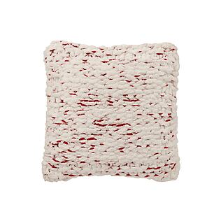 J-Line Großes Kissen mit Strickoberfläche, Baumwolle (Weiß-Rot)