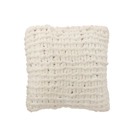 Cuscino grande J-Line con superficie lavorata a maglia, cotone (bianco-rosa)