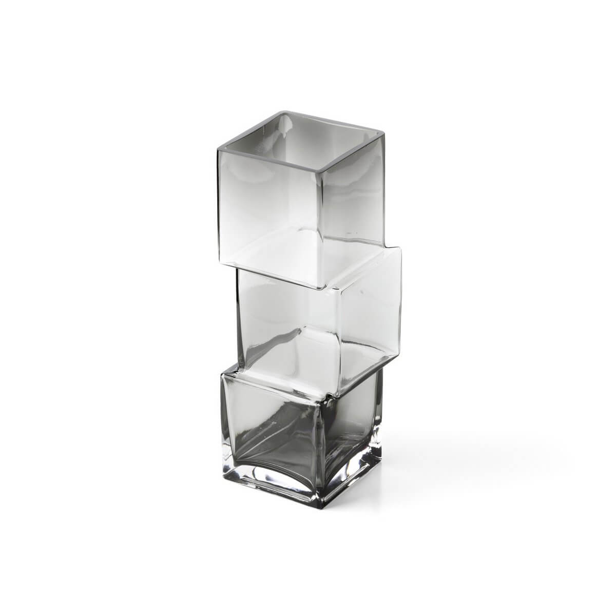 Skulpturale Vase "Rummikub" - gestapelte Würfelsilhouette aus recyceltem Glas (dunkelgrau) Skulpturale Vase "Rummikub" - gestapelte Würfelsilhouette aus recyceltem Glas (dunkelgrau) – Bild 2