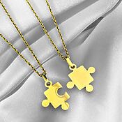Vergoldete Puzzle-Kette im Doppelpack - Freundschaftsketten für Freundinnen Vergoldete Puzzle-Kette im Doppelpack - Freundschaftsketten für Freundinnen