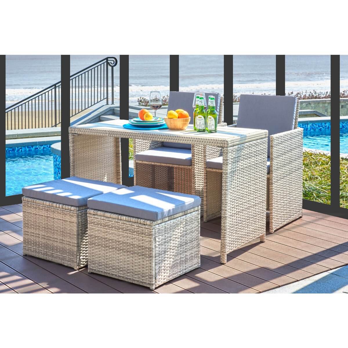 9-tlg. Gartengarnitur / Outdoor Sitzgruppe aus wetterfestem UV-beständigem Polyrattan 9-tlg. Gartengarnitur / Outdoor Sitzgruppe aus wetterfestem UV-beständigem Polyrattan – Bild 7