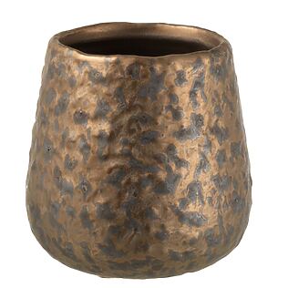J-Line Gesprenkelter Blumentopf "Fauve" aus Keramik, kupferfarbene Optik (Ø 12 cm)