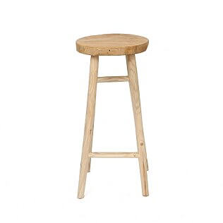 Tabouret de bar rustique « Kedut » fabriqué en bois de teck durable
