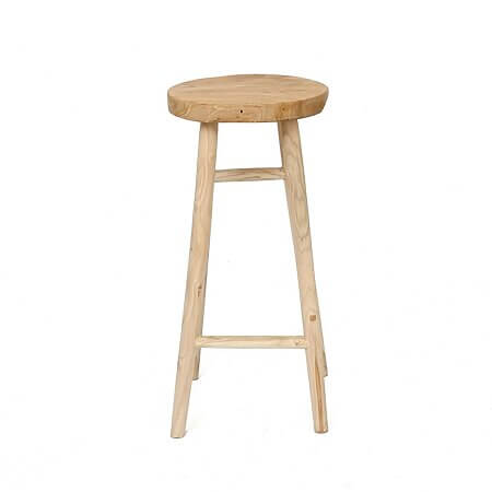 Rustic bar stool "Kedut" made from sustainable teak wood