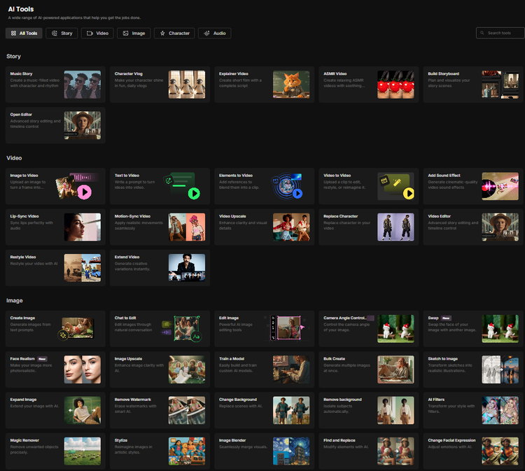 Die schiere Funktionsvielflt an KI-Tools macht OpenArt AI zum Schweizer Taschenmesser des Visuellen Storytelling