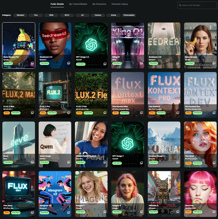 Für die Bildgenerierung stehen über 100 leistungsstarke KI-Modelle zur Verfügung