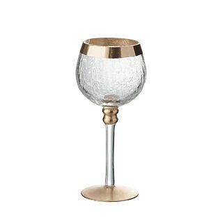 Portavelas J-Line Bol "Crackelé" de cristal con elementos dorados
