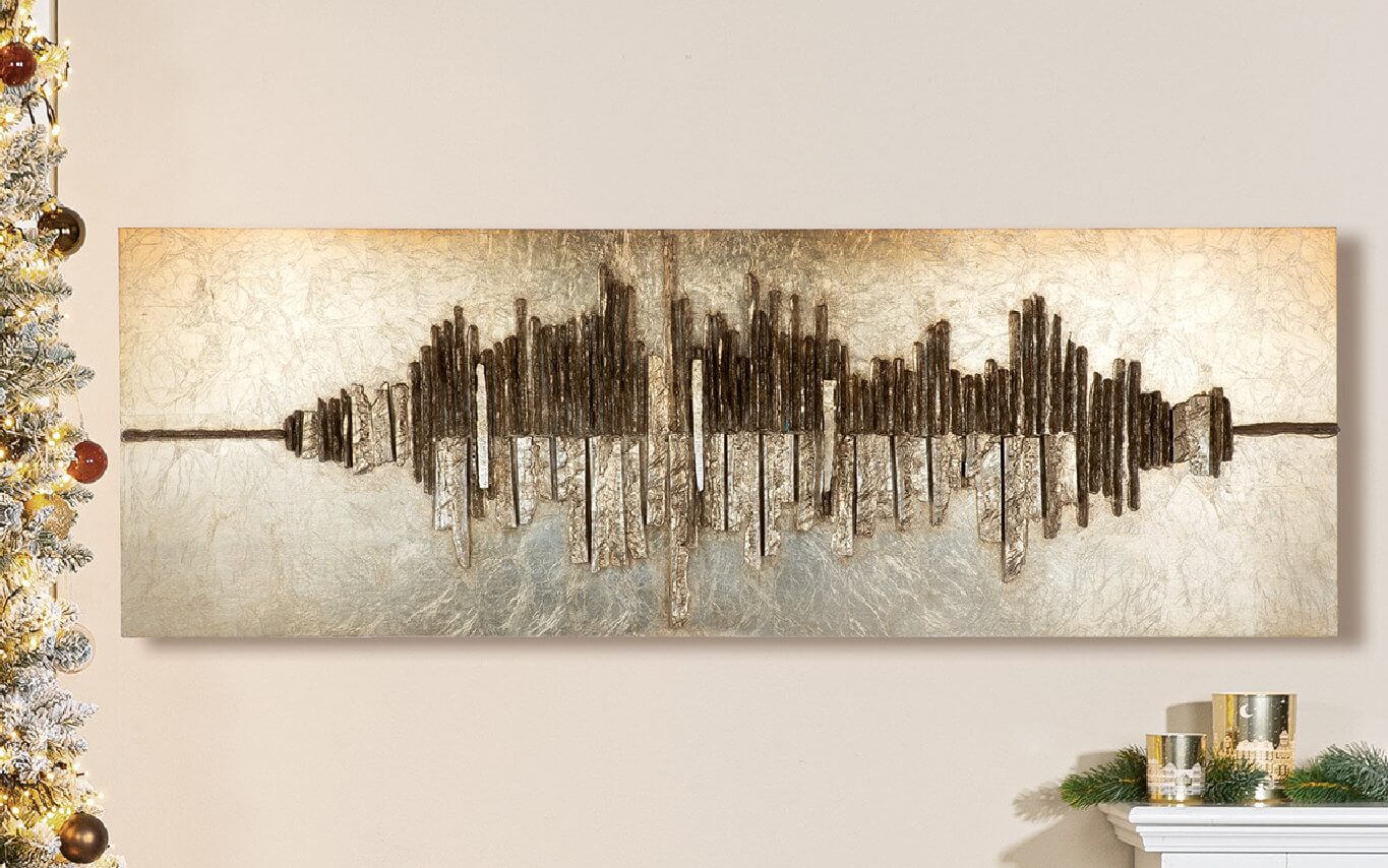 Luxuriöses horizontales Wandbild "Altinoh" aus Holz + Kunstharz, schwarz-gold Luxuriöses horizontales Wandbild "Altinoh" aus Holz + Kunstharz, schwarz-gold – Bild 2