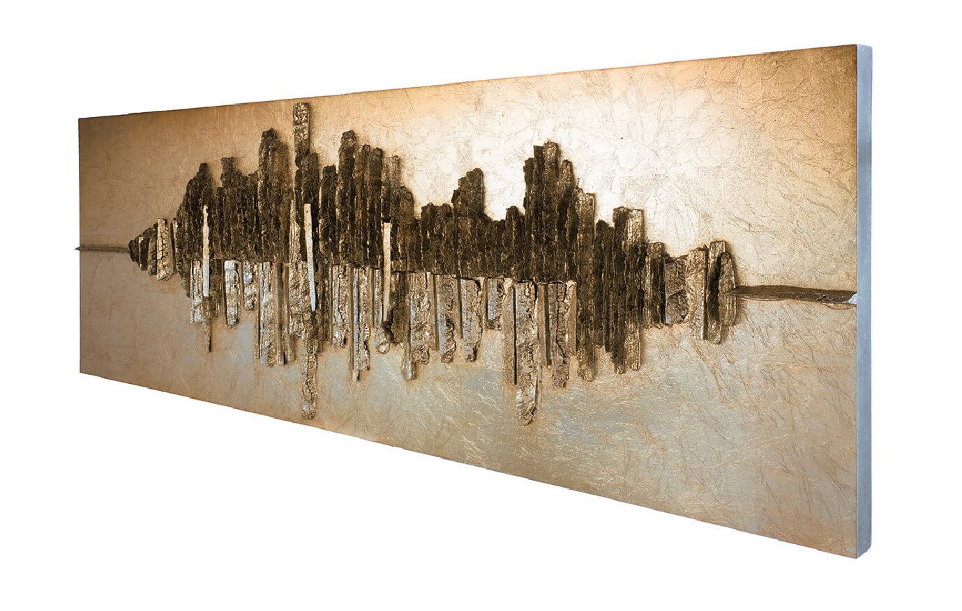 Luxuriöses horizontales Wandbild "Altinoh" aus Holz + Kunstharz, schwarz-gold Luxuriöses horizontales Wandbild "Altinoh" aus Holz + Kunstharz, schwarz-gold – Bild 3