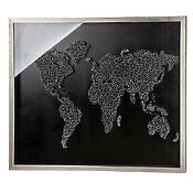Luxuriöses 3D-Wandbild "World" aus MDF + Kunstharz hinter Glas, handgefertigt Luxuriöses 3D-Wandbild "World" aus MDF + Kunstharz hinter Glas, handgefertigt