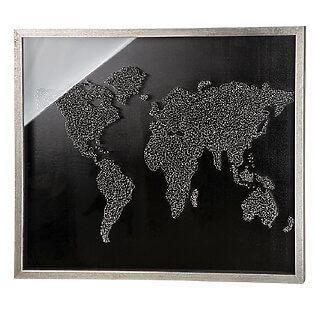 Luxuriöses 3D-Wandbild "World" aus MDF + Kunstharz hinter Glas, handgefertigt