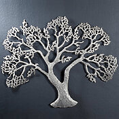 relief mural en métal « Arbre d'argent », décoration murale monochrome relief mural en métal « Arbre d'argent », décoration murale monochrome