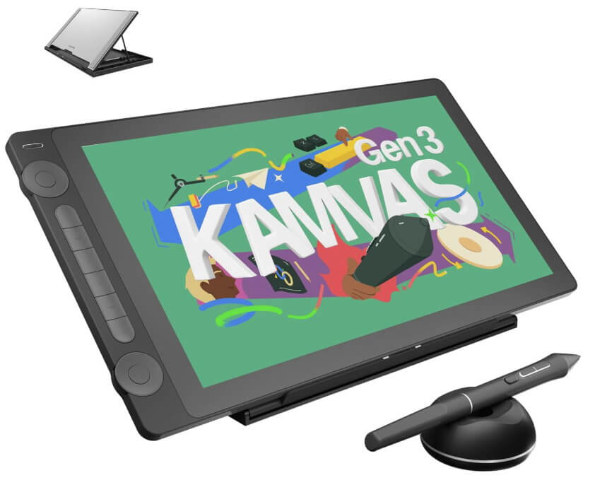 HUION Kamvas 16 Gen 3 2,5K QHD Grafiktablett mit Display, 15,8 Zoll Zeichentablett mit Entspiegeltem Geätztem Glas, 99% sRGB, PenTech 4.0, 16384 Stiftdruckstufen