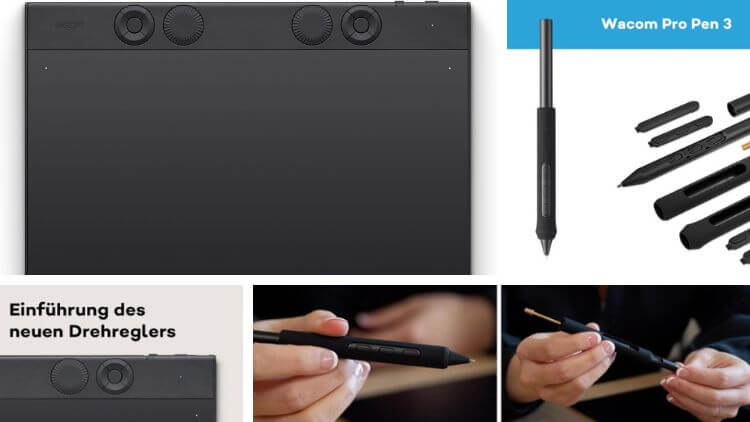 Wacom Intuos Pro Stifttablett Größe M, Grafiktablett (inkl. Pro Pen 3 Eingabestift mit verschiedenen Spitzen)