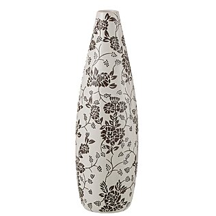 J-Line Vase „Zen“ – Schlanke Silhouette mit floraler Poesie (weiß/schwarz), 53 cm hoch