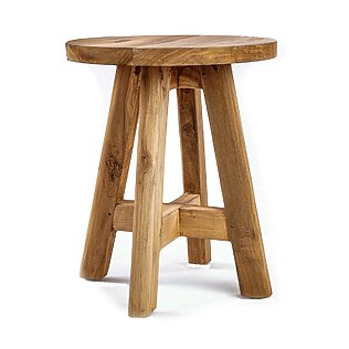 Handgefertigter Hocker "Atziri" aus Teakholz (natur)