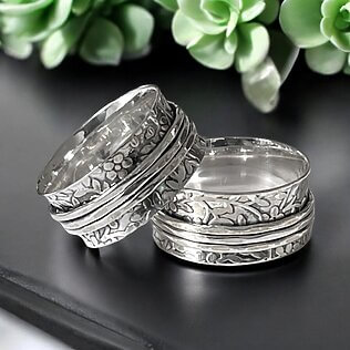Meditationsring, von tibetischen Gebetsrädern inspirierter Drehring, 925 Sterling Silber