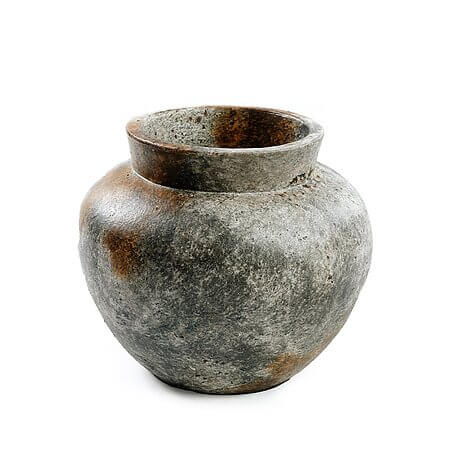 Vaso a forma di pancia in terracotta "Funky", grigio anticato (taglia: M)