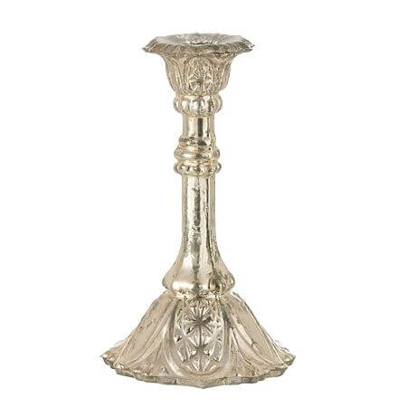 J-Line Prunkvoller orientalischer Kerzenhalter aus Glas, Silberfarben