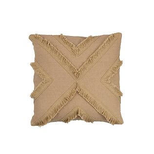 J-Line Mittelgroßes Zierkissen "Cross Square", 40 x 40 cm (Beige)