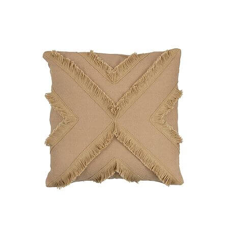 J-Line Mittelgroßes Zierkissen "Cross Square", 40 x 40 cm (Beige)